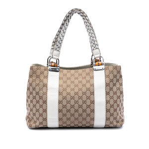 Pre-Loved Gucci Medium GG Canvas Bamboo Libeccio Tote